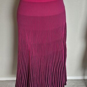 Nanette Lepore Pink and Black Striped Skirt Large NWT